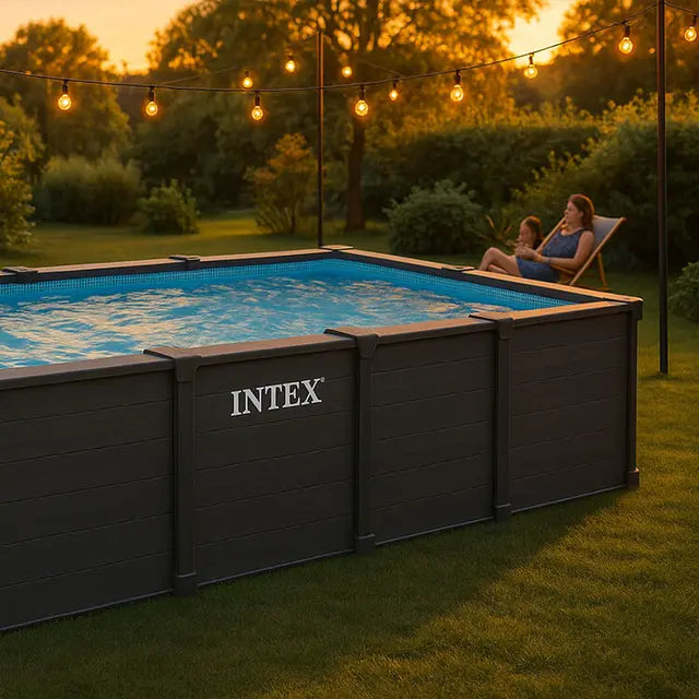 Intex Graphite Piscina Retangular 6x3x1,24m Antracite