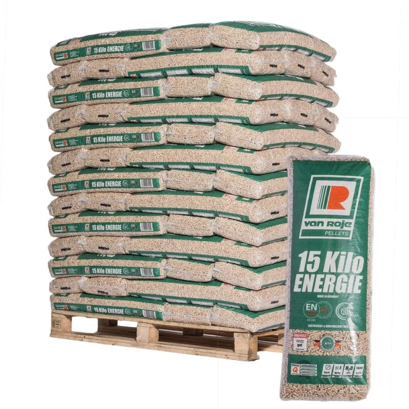 Van Roje Pellets de Abeto ENplus A1 DIN Plus Palete 65 Sacos x 15kg