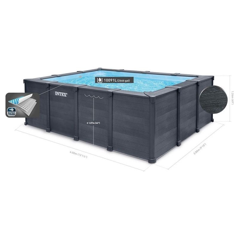 Intex Graphite Piscina Tubular Retangular 4x3x1,24m 10.100L